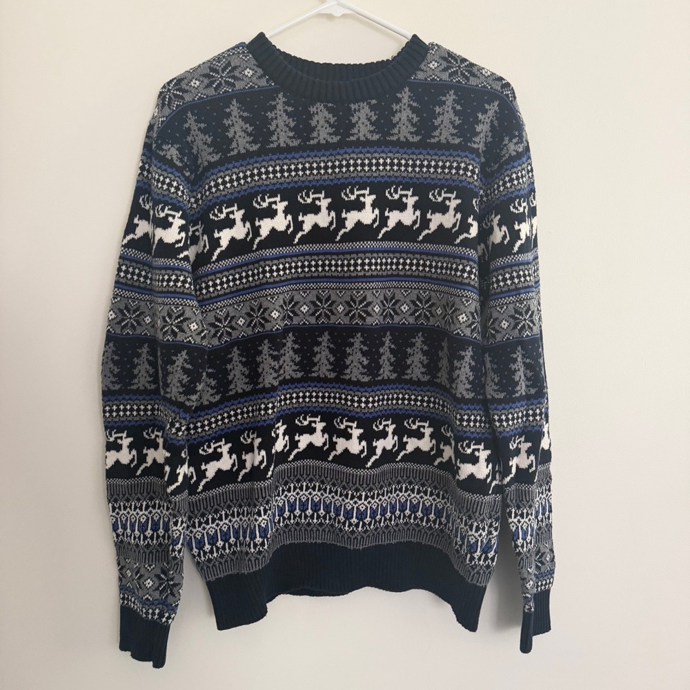 Winter Christmas Cotton Sweater Reindeer Aspen Size L